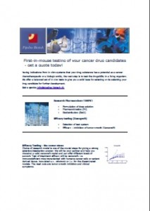 First-in-mouse - Testing of your Cancer Drug Candidates