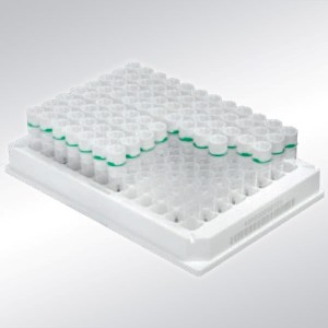 Ritter dataMatrix rack featuring 0.75 ml tubes, end barcode label and screw caps