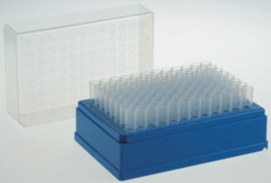 Ritter microTube rack features SBS standard footprint and alphanumeric marking for compatibility with most robotic liquid handling systems
