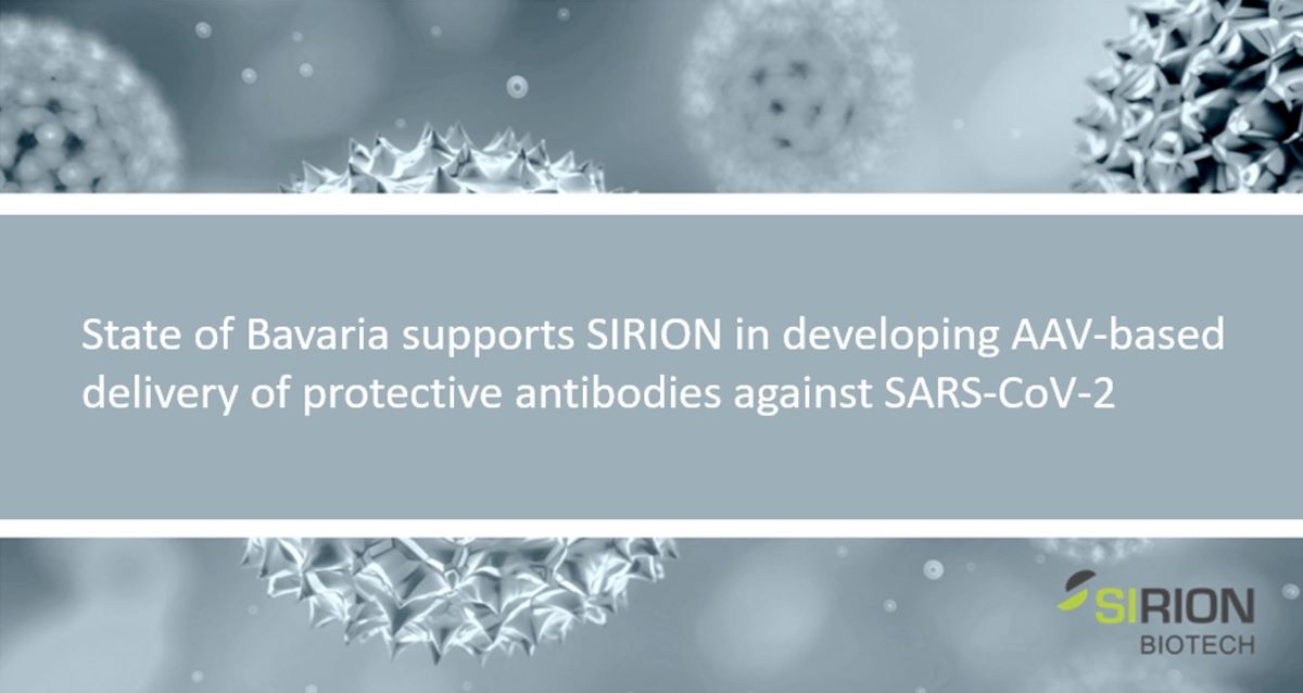 Bavaria supports SIRION in development of AAV-delivered protective antibodies against coronaviruses