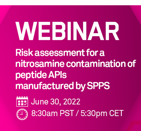 Bachem webinar on reducing risk of nitrosamine contamination of SPPS-produced peptide APIs