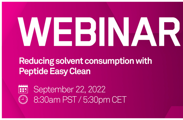 Bachem webinar on reducing solvent consumption with PEC Peptide Easy Clean