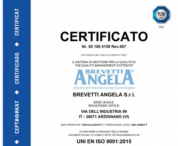 Certificate UNI EN ISO 9001:2015