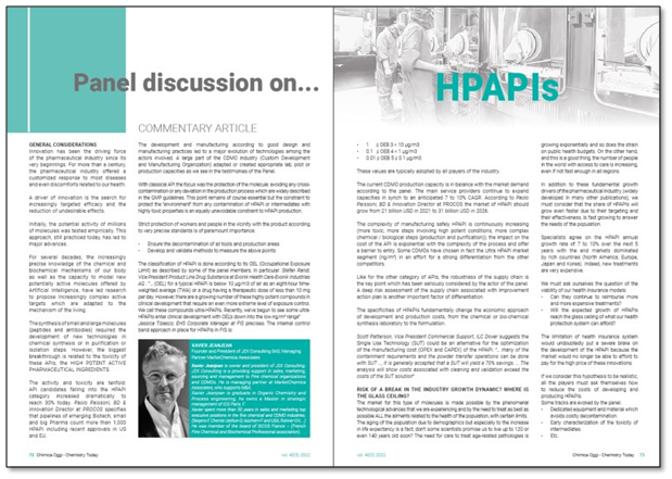 Denis Angioletti (Cerbios CCO) contribution to Chemistry Today panel on HPAPIs