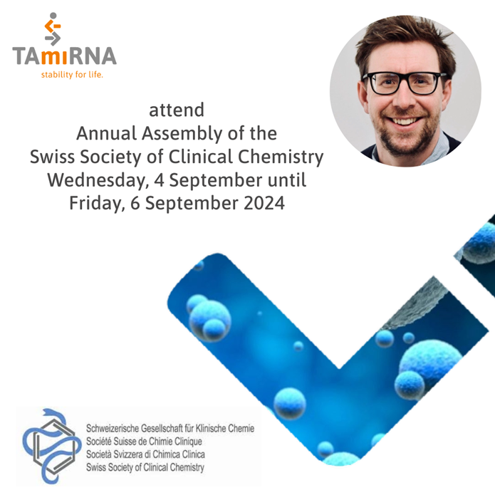 TAmiRNA to present miRNA biomarker advances at SSCC/SGK in Zürich