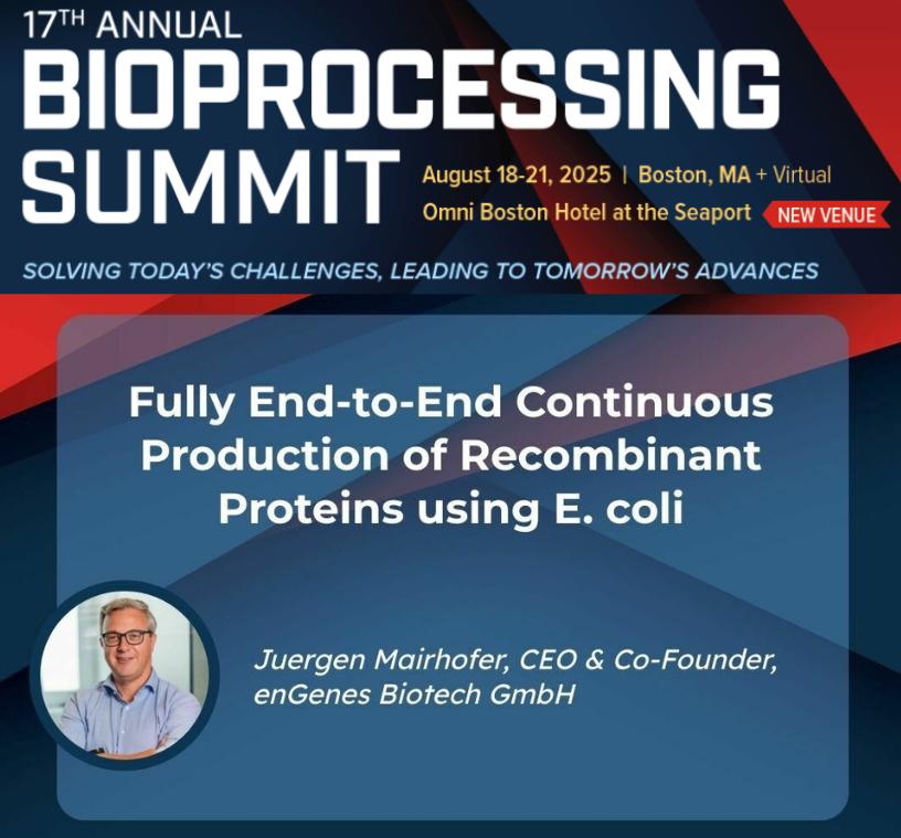 enGenes to Present Breakthrough Continuous Bioprocessing Technology at Bioprocessing Summit Boston